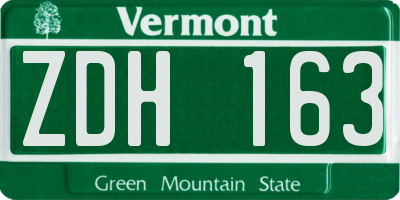 VT license plate ZDH163