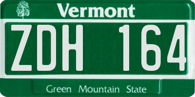 VT license plate ZDH164