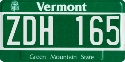 VT license plate ZDH165