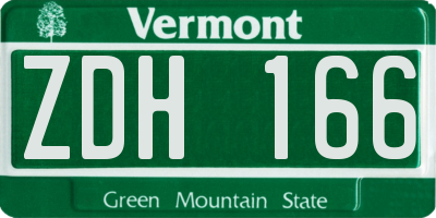 VT license plate ZDH166