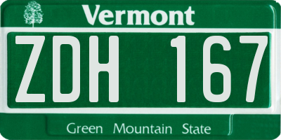 VT license plate ZDH167