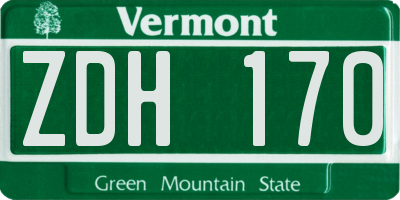 VT license plate ZDH170