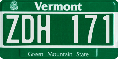 VT license plate ZDH171