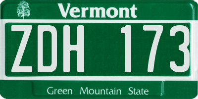 VT license plate ZDH173