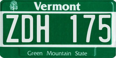 VT license plate ZDH175