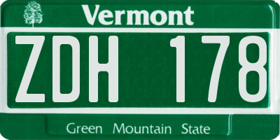 VT license plate ZDH178