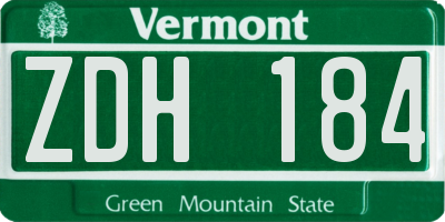 VT license plate ZDH184