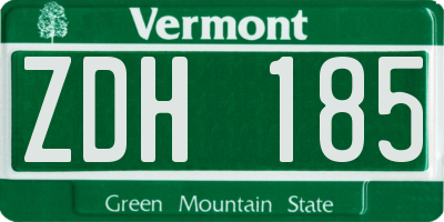 VT license plate ZDH185