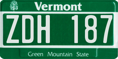 VT license plate ZDH187