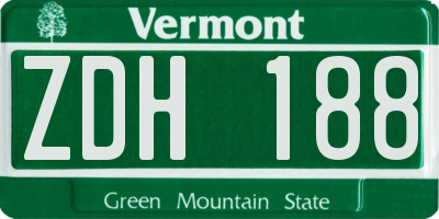 VT license plate ZDH188