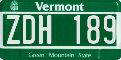 VT license plate ZDH189