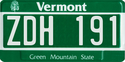 VT license plate ZDH191