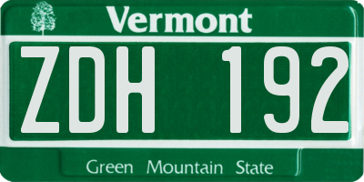VT license plate ZDH192