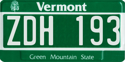 VT license plate ZDH193