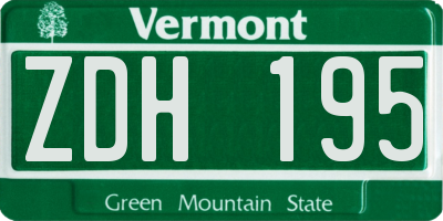 VT license plate ZDH195