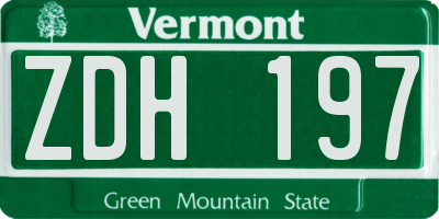 VT license plate ZDH197