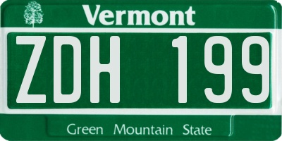 VT license plate ZDH199
