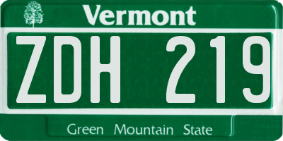 VT license plate ZDH219