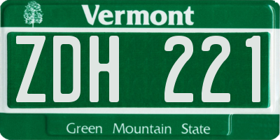 VT license plate ZDH221