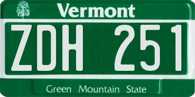VT license plate ZDH251