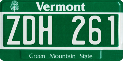 VT license plate ZDH261