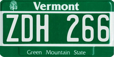 VT license plate ZDH266
