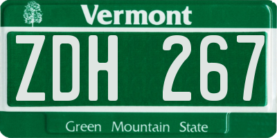 VT license plate ZDH267
