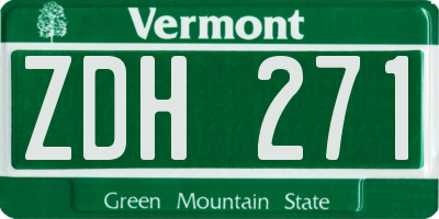 VT license plate ZDH271