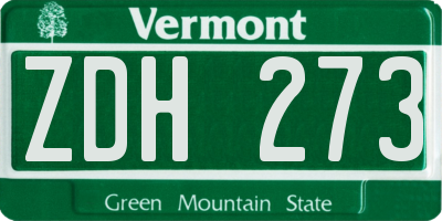 VT license plate ZDH273