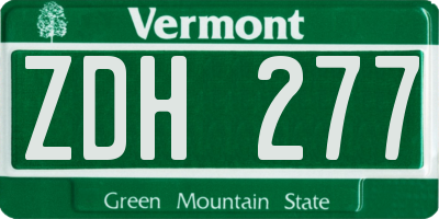 VT license plate ZDH277