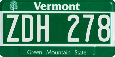 VT license plate ZDH278