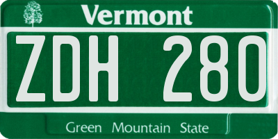 VT license plate ZDH280