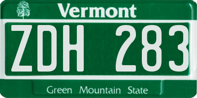 VT license plate ZDH283