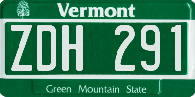 VT license plate ZDH291