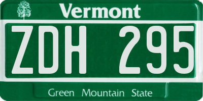 VT license plate ZDH295