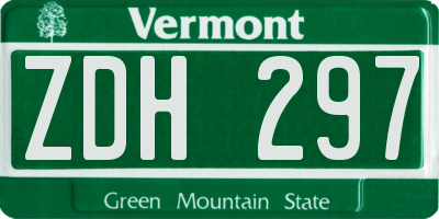 VT license plate ZDH297