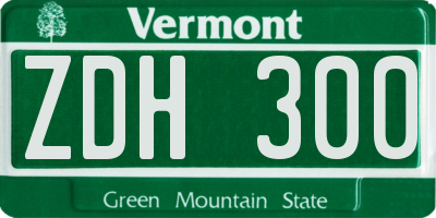 VT license plate ZDH300