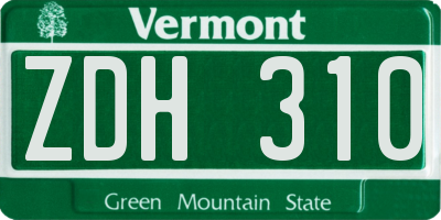 VT license plate ZDH310