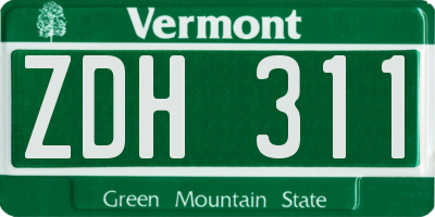 VT license plate ZDH311