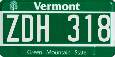 VT license plate ZDH318
