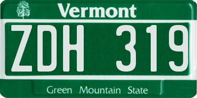 VT license plate ZDH319