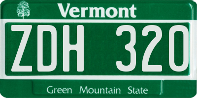 VT license plate ZDH320