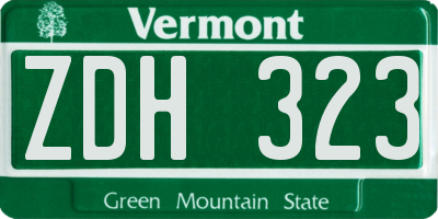 VT license plate ZDH323