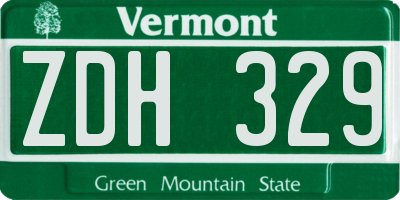 VT license plate ZDH329