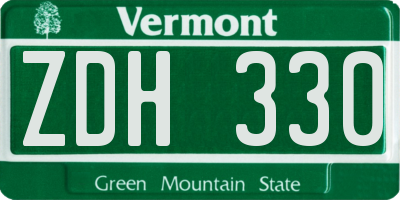 VT license plate ZDH330