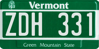 VT license plate ZDH331