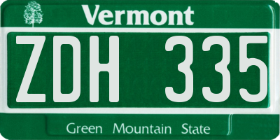 VT license plate ZDH335