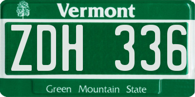 VT license plate ZDH336