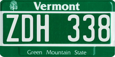 VT license plate ZDH338