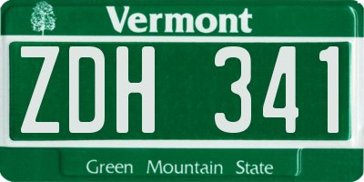 VT license plate ZDH341